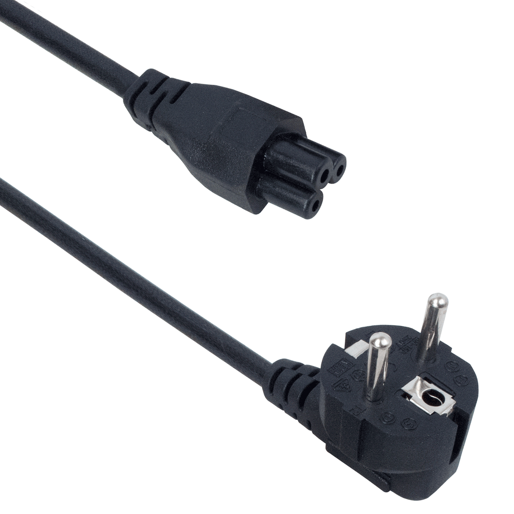 DeTech Power cord For laptop, CEE 7/7 - IEC C5, 1.5m - 18028