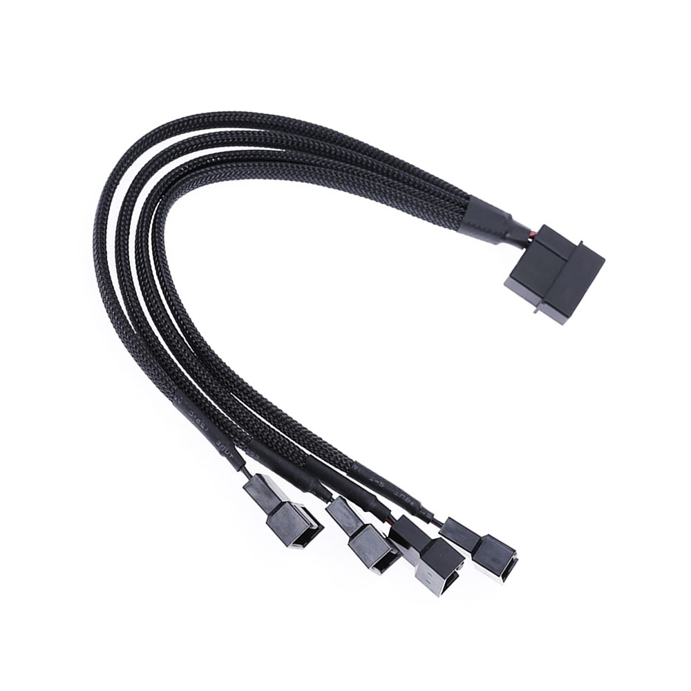 OEM Cable Y-Splitter, For fan, MOLEX to 4x4PIN, 0.3m, Black - 18322