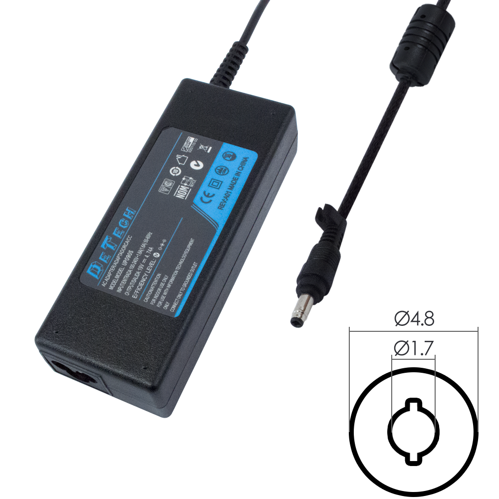DeTech Laptop Adapter for HP 90W 19V 4.74A 4.8* 1.7 - 224 
