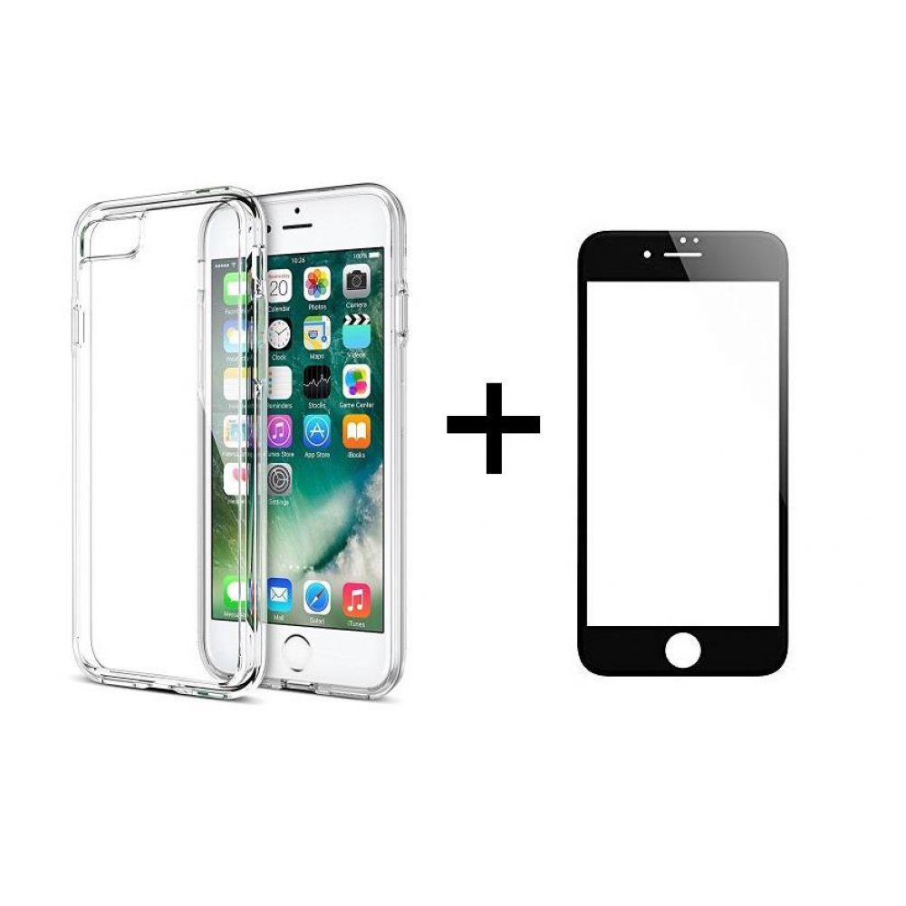 Remax Crystal,Glass protector with soft edges + Case, for iPhone 7/8 Plus, Black - 52227